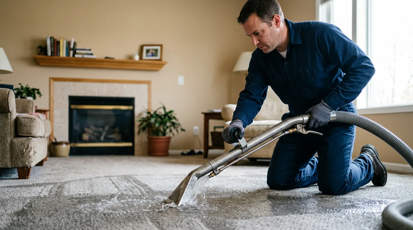 Water damage restoration technician working near Crystal Springs, MS